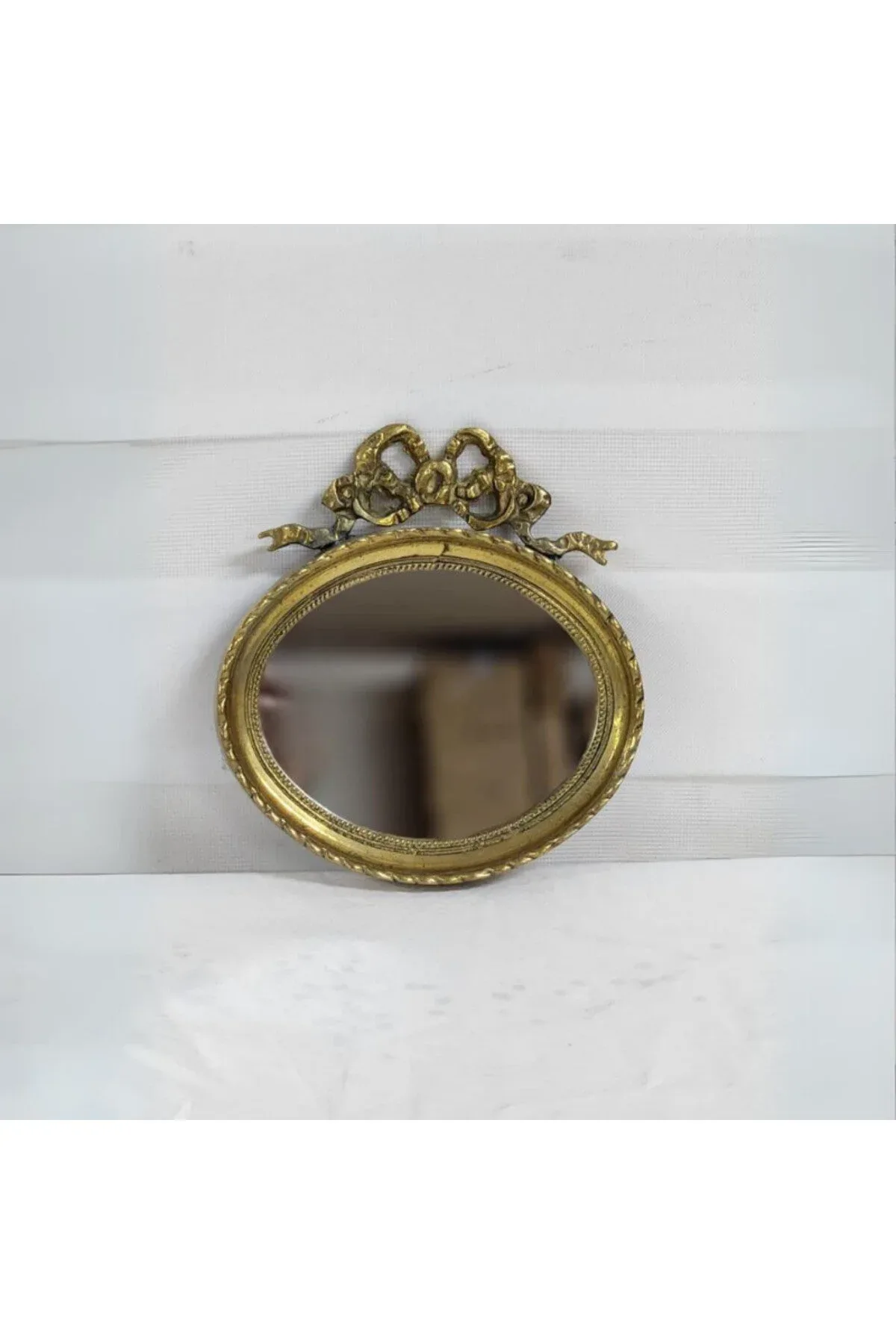 Pirinç Fiyonk Yatay Oval Ayna 17cm.