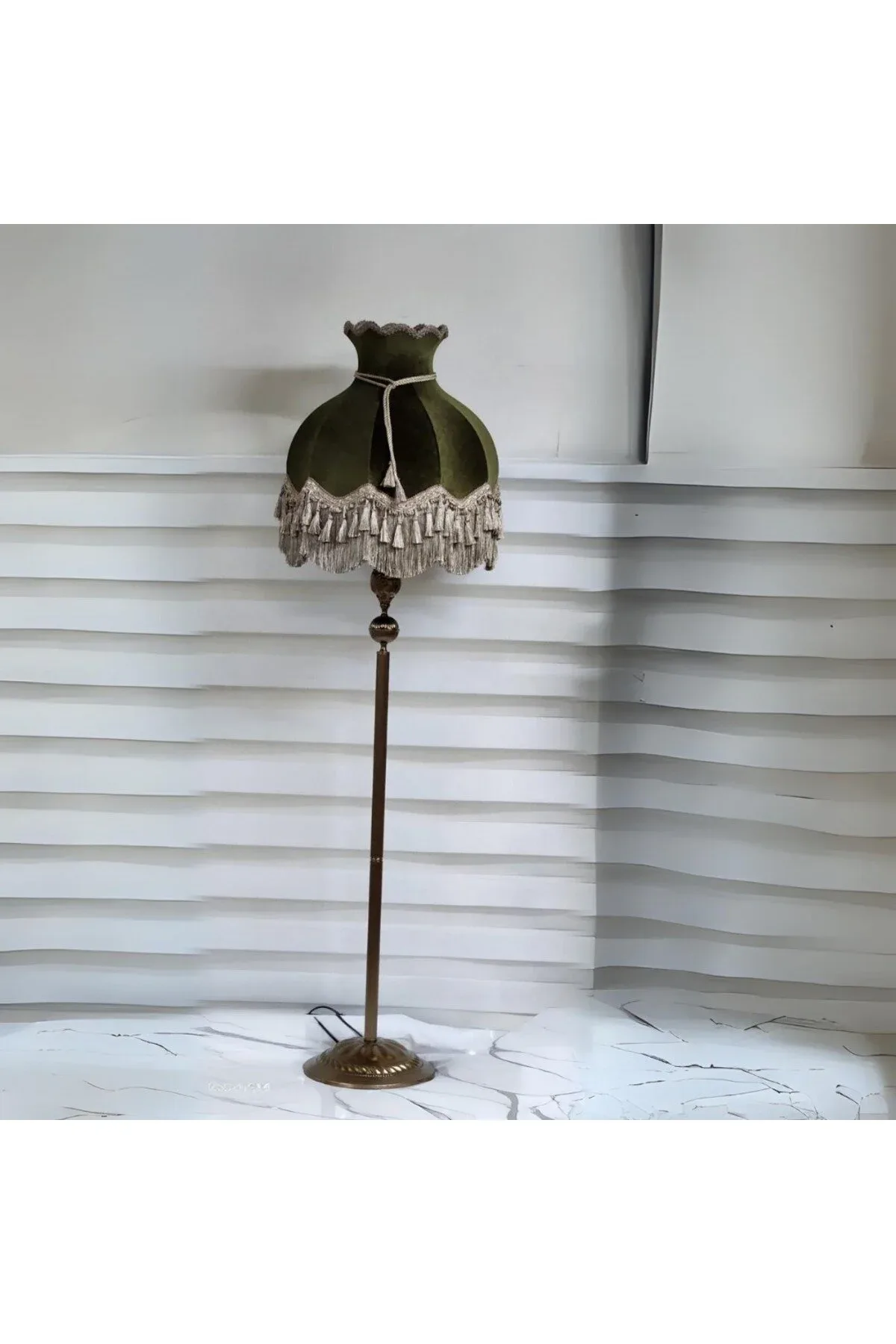 Klasik Lambader BRONZ Ayak YEŞİL Şapka 170cm.
