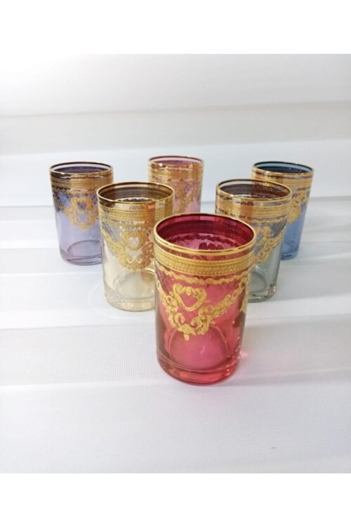 Simona Gerçek Altın Kahve Yanı Su Bardağı Asorti 6'lı