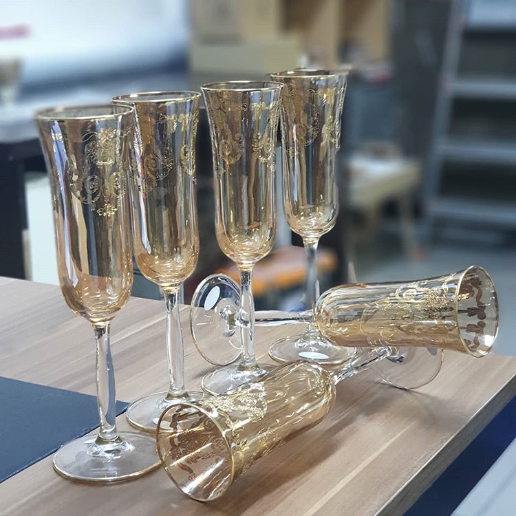 Gerçek Altın Ayaklı Kahve Yanı Su Bardağı 6’lı