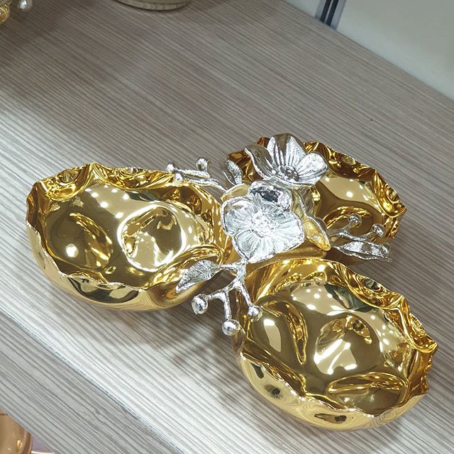 Dekoratif Pirinç Çerezlik Gold