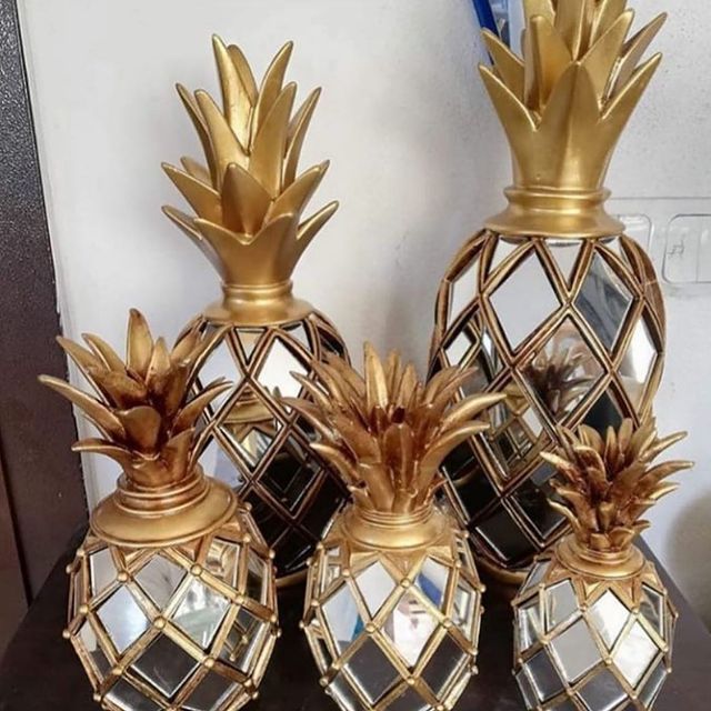 Dekoratif Aynalı Aynasız Ananas Obje