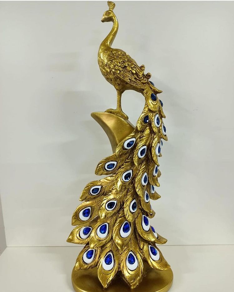 Tavus Kuşu Polyester 45 cm - Mavi Camlı