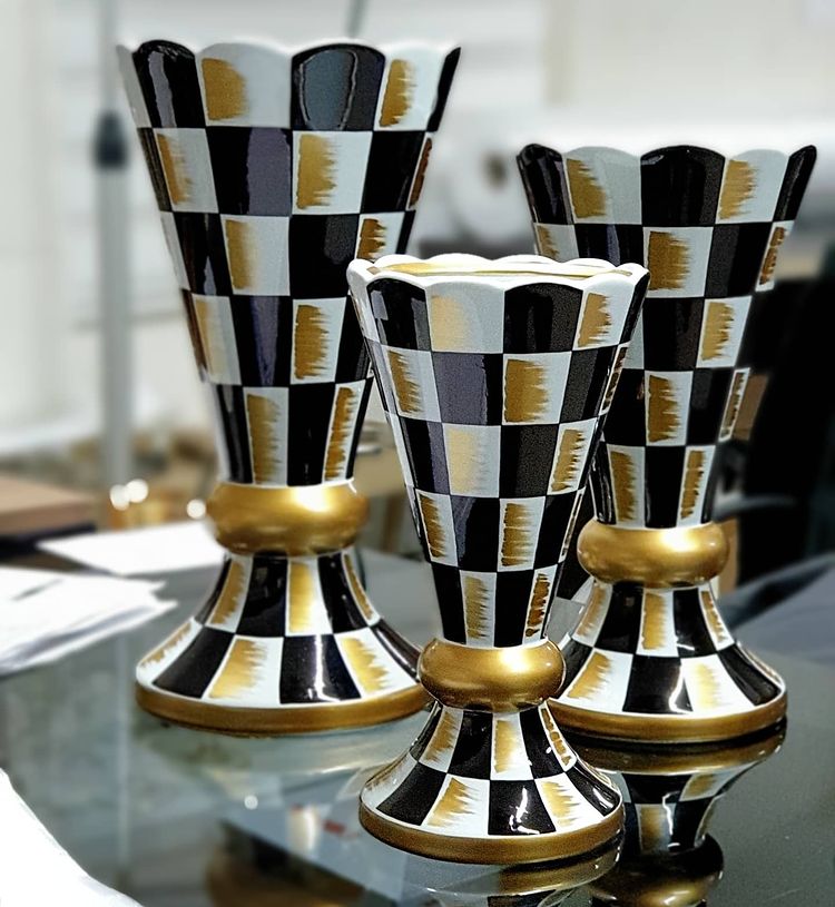 Seramik Vazo - Damalı