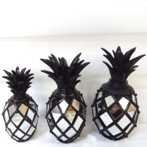 Ananas Dekoratif Obje Aynalı 3lü Siyah