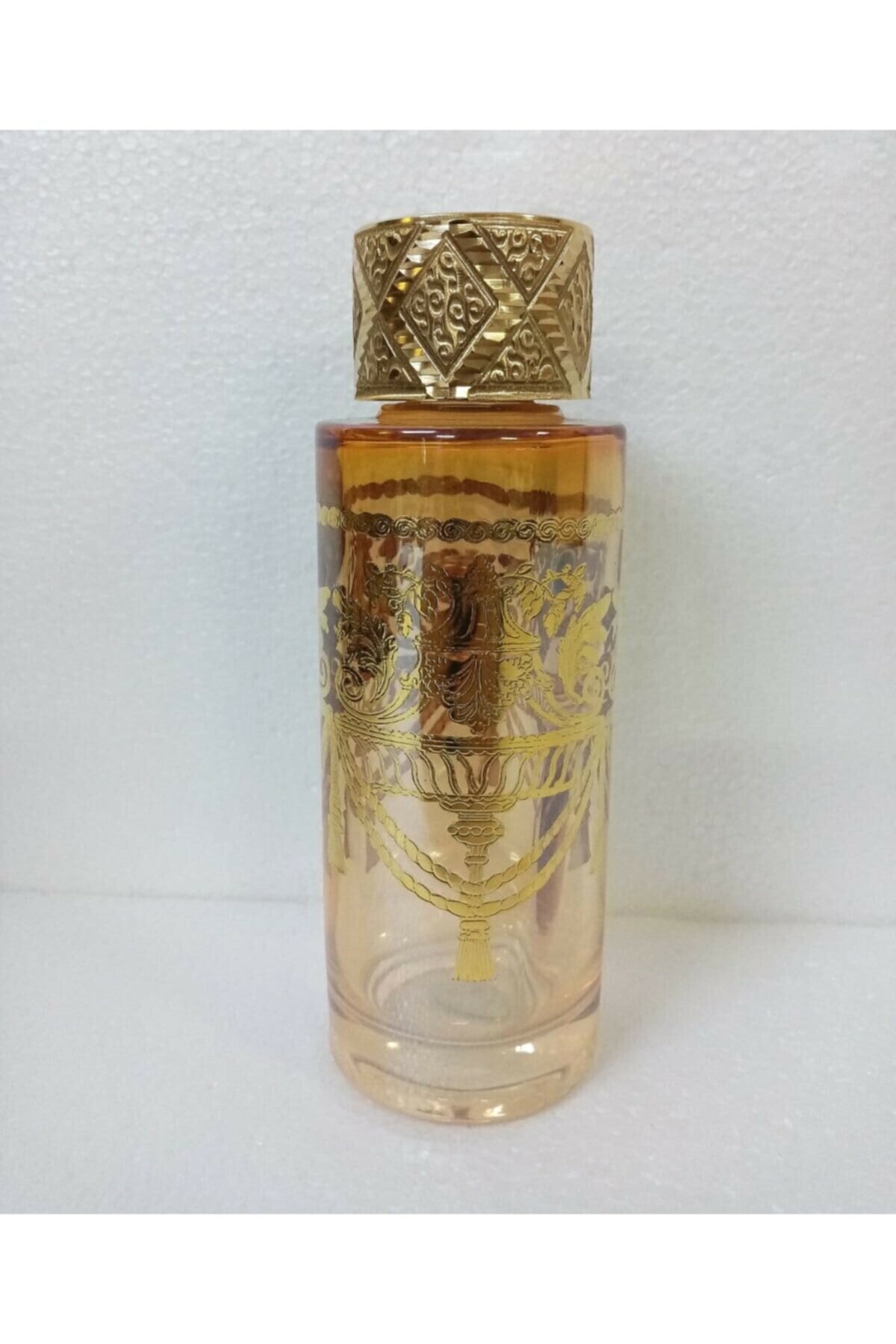 Kolonya Şişesi Bal Rengi Gerçek Altın Yaldız İşleme