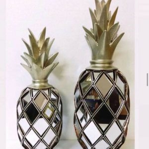 İkili Gümüş Ananas Dekoratif Obje