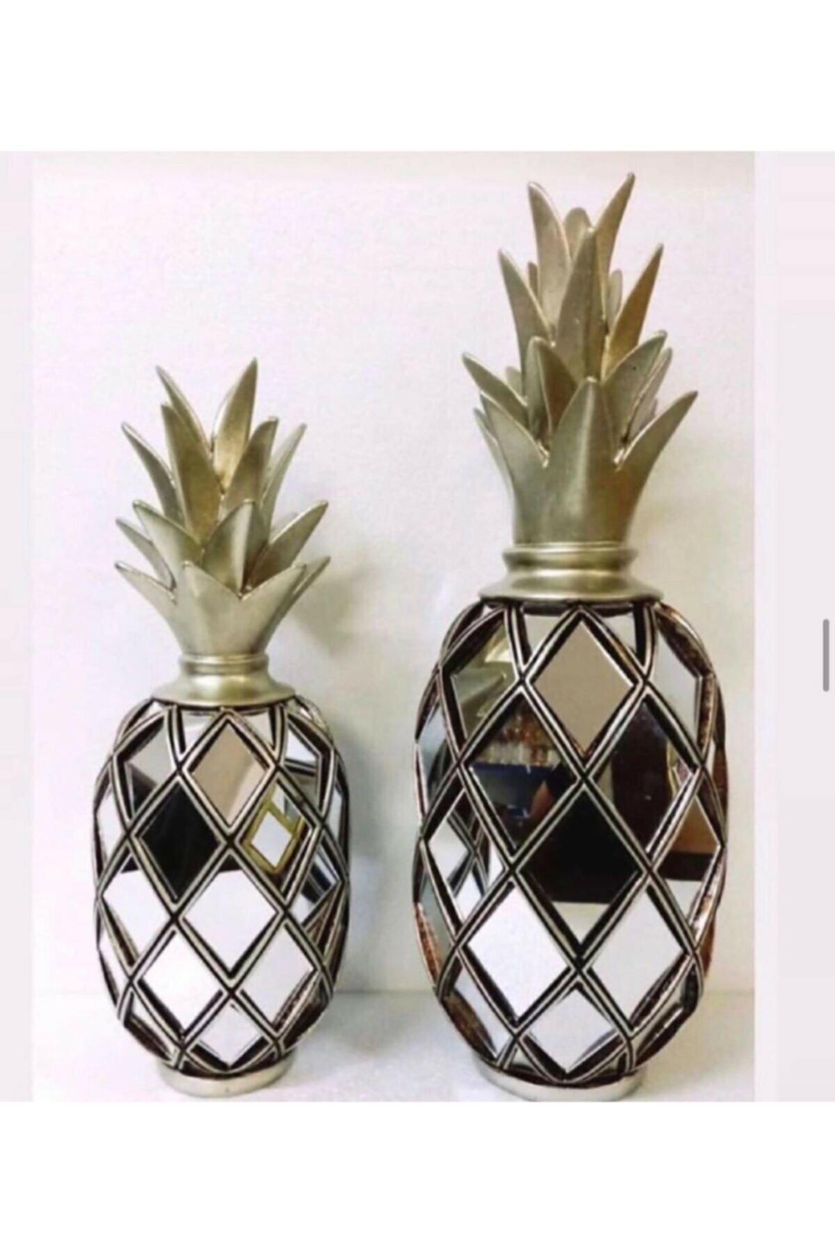 İkili Gümüş Ananas Dekoratif Obje İkili Gümüş Ananas Dekoratif Obje
