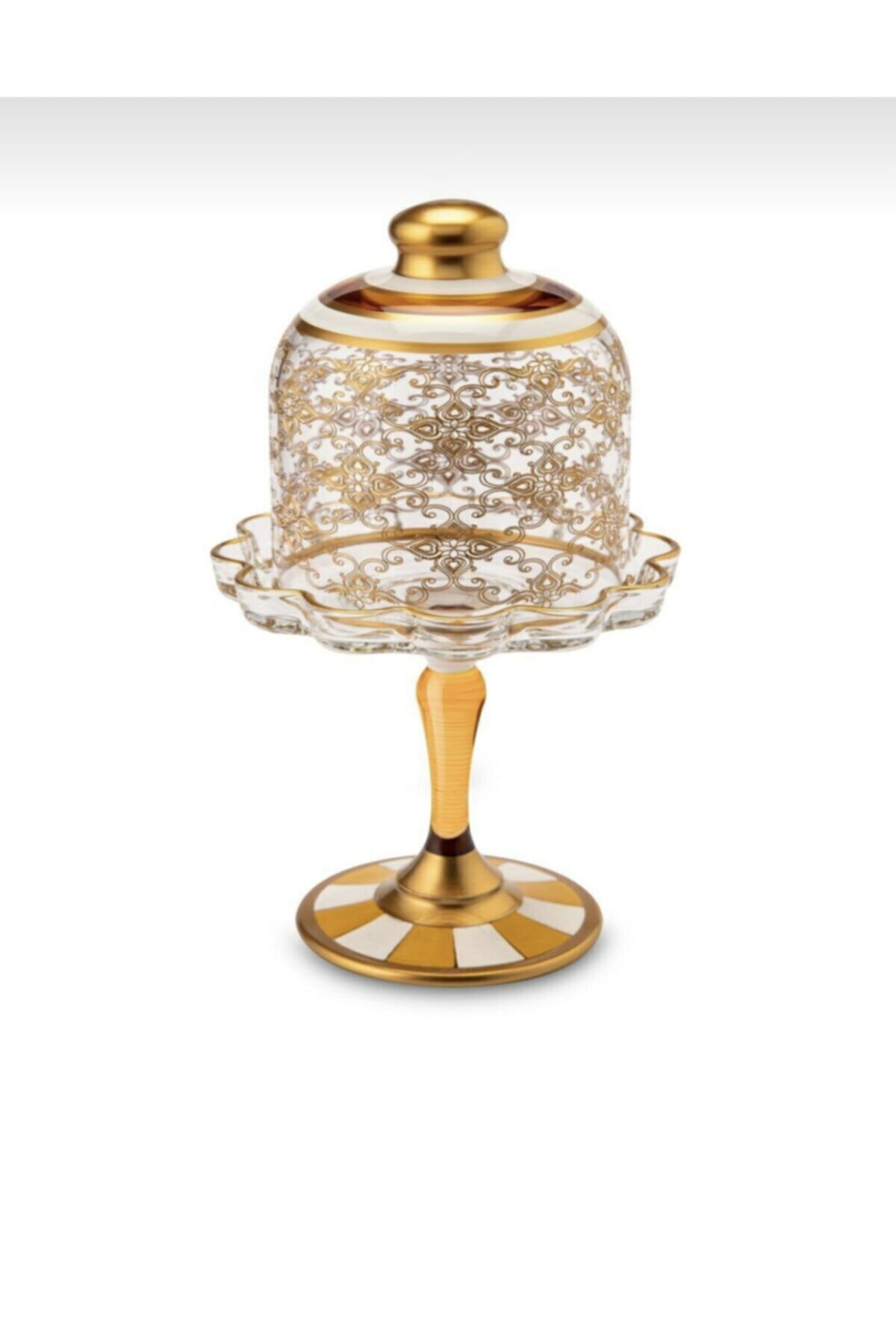 Şekerlik Kapaklı El Boyama Sarı Desenli