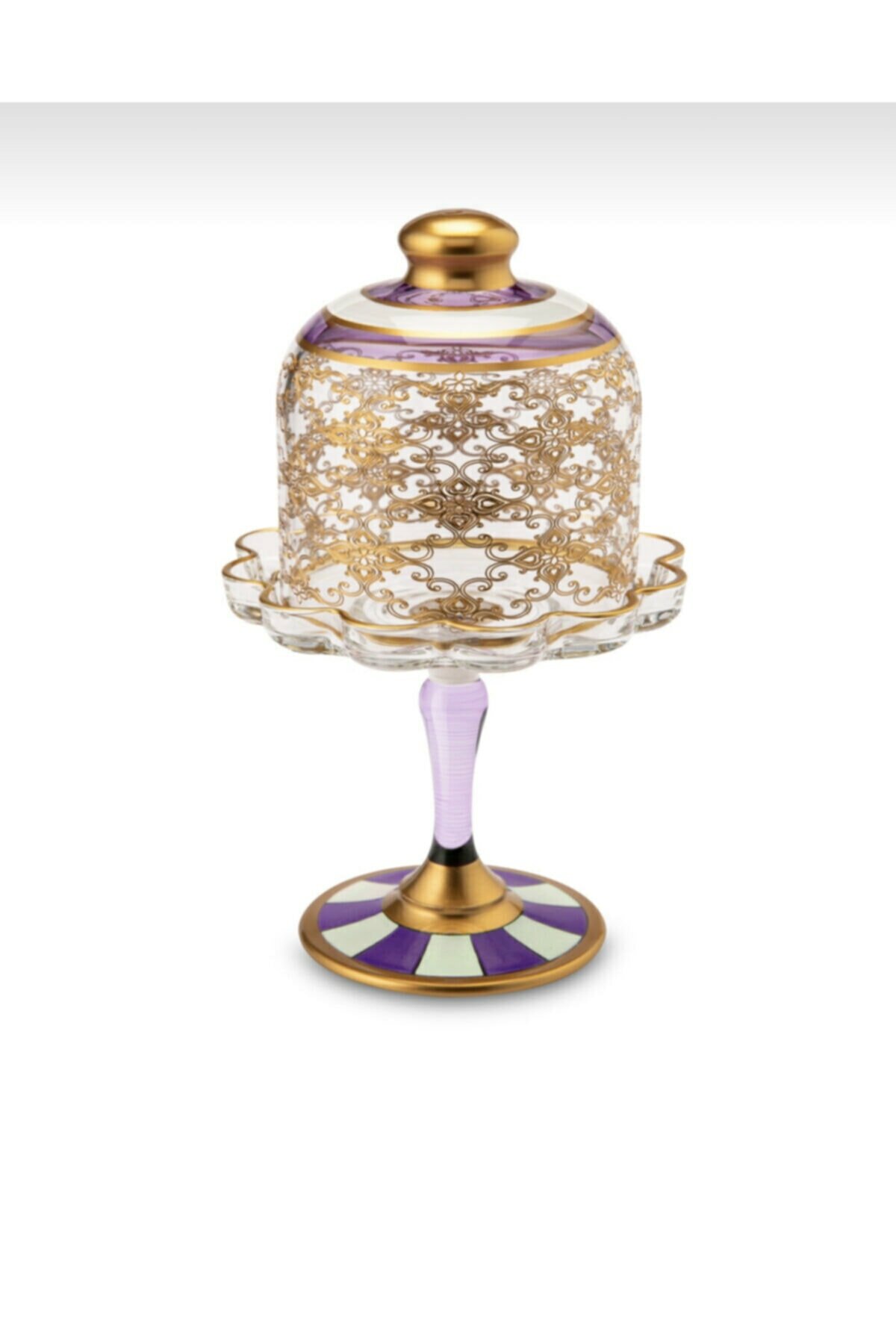 Şekerlik Kapaklı El Boyama Mor Beyaz Desenli Şekerlik Kapaklı El Boyama Mor Beyaz Desenli