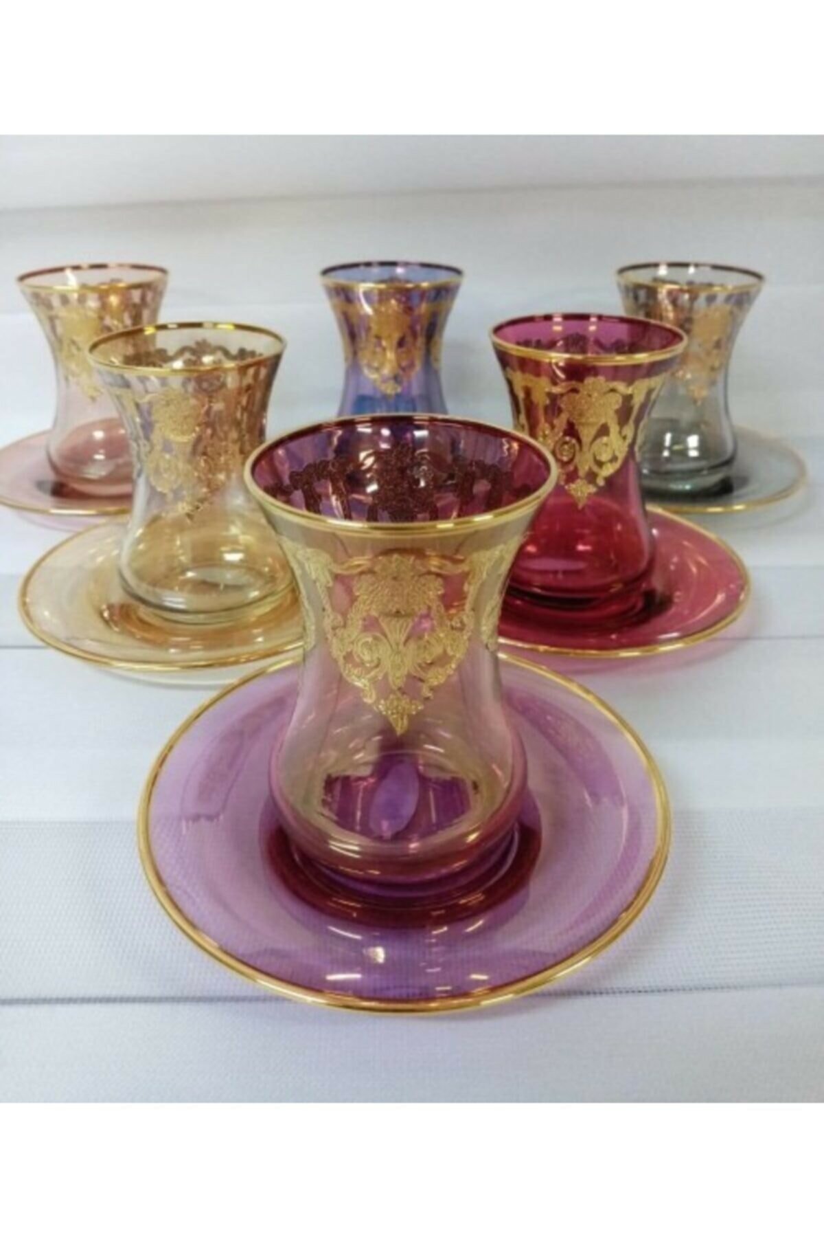 Monalisa Altın İşlemeli Çay Bardak Seti 12 parça